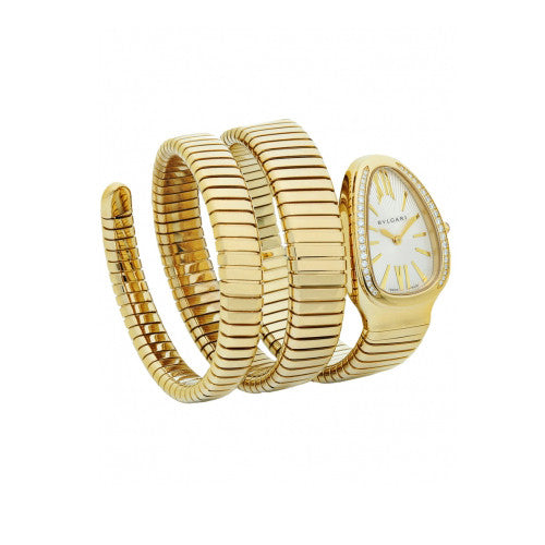 Serpenti Tubogas 35mm Yellow Gold Double Twirl with Diamonds